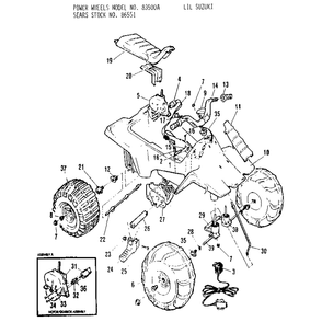 Replacement Parts Diagram and Parts List for 83500A  Power Wheels Ride-On Cars
